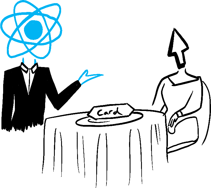 React dépose le Card sur la table de l’utilisateur.